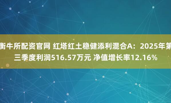 衡牛所配资官网 红塔红土稳健添利混合A：2025年第三季度利润516.57万元 净值增长率12.16%